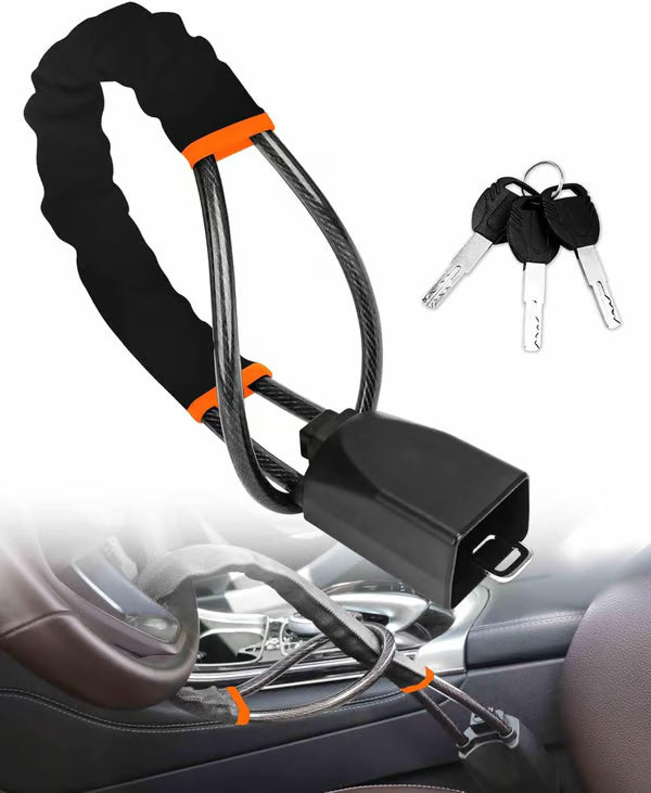 Steering Wheel Lock Seat Belt Universal Anti Theft Car Device Prevention with 3 Keys for Security Fit Most Vehicles Truck SUV Van