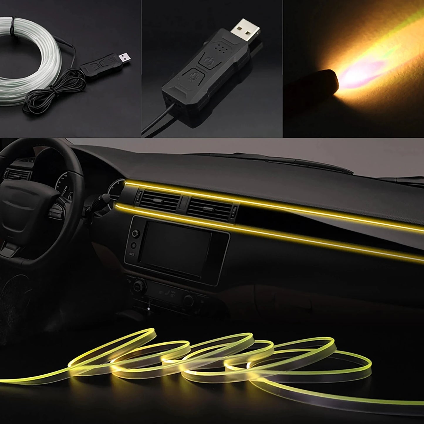 RGB LED strip for car with USB and app control