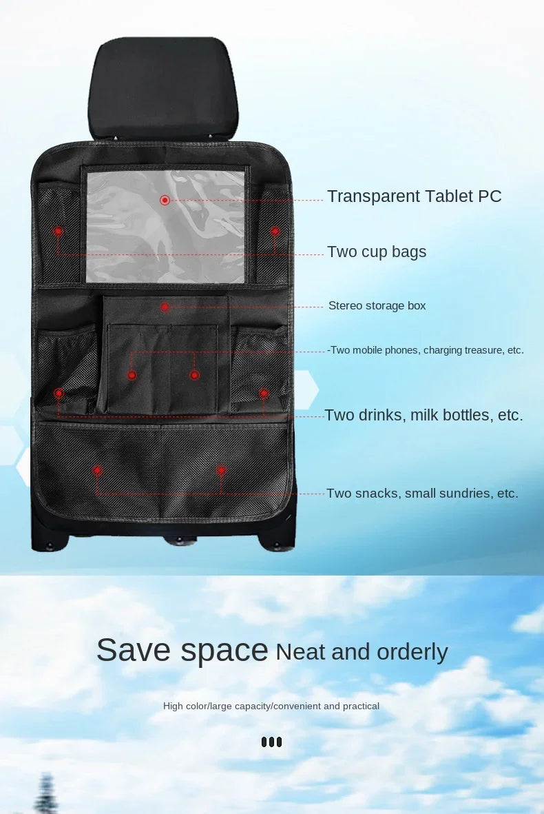 Multi Pocket Car Back Seat Organiser with Tablet Holder