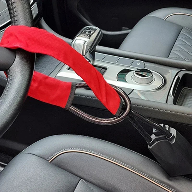 Steering Wheel Lock Seat Belt Universal Anti Theft Car Device Prevention with 3 Keys for Security Fit Most Vehicles Truck SUV Van