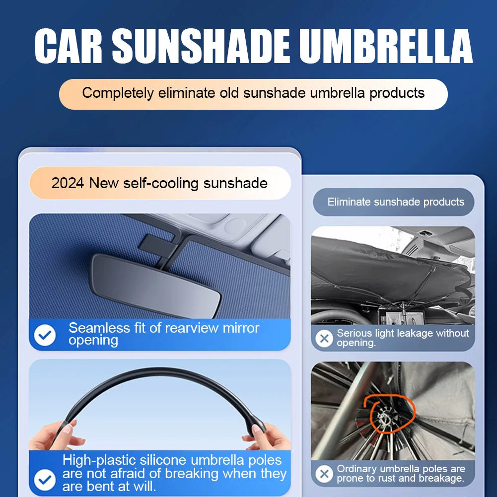 Car Sunshade Windshield Umbrella with 360°Rotation Bendable Handle Front Window Sun shade UV Protection Summer Car Accessories