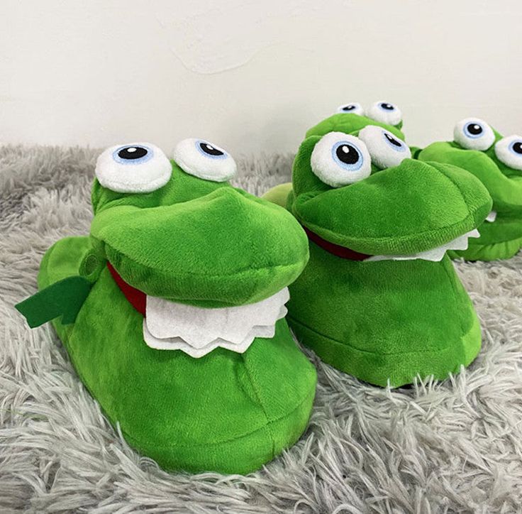 Crocodile Cotton Slippers With Moving Mouth