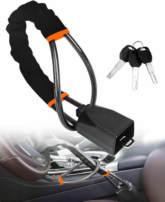 Steering Wheel Lock Seat Belt Universal Anti Theft Car Device Prevention with 3 Keys for Security Fit Most Vehicles Truck SUV Van