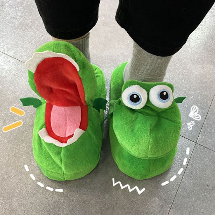 Crocodile Cotton Slippers With Moving Mouth