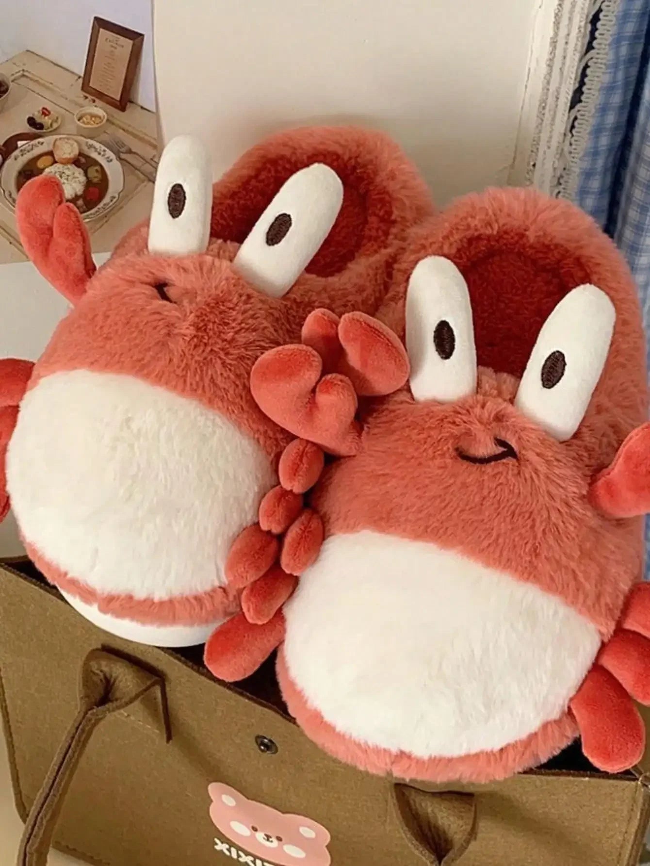 Cute Crab Slipper thick-soled plush cotton