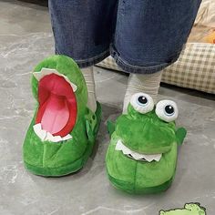 Crocodile Cotton Slippers With Moving Mouth